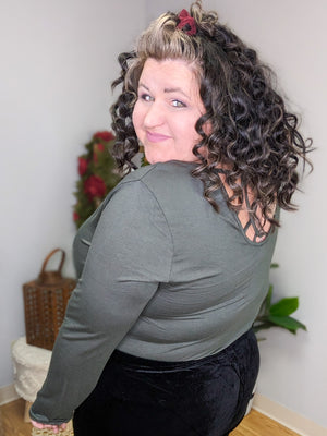 Joy Lattice Back Long Sleeve Top