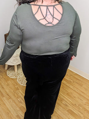 Joy Lattice Back Long Sleeve Top