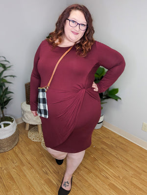 Camilla Deep Berry Twist Front Dress