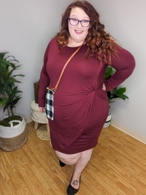 Camilla Deep Berry Twist Front Dress