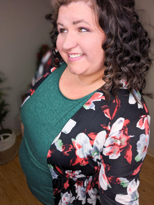 Ayla Empire Waist Floral Cardigan in Black