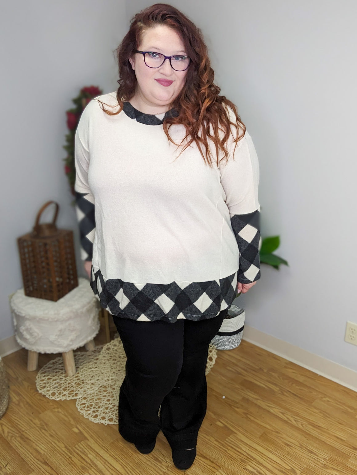 Robin Relaxed Ivory Buffalo Plaid Tunic