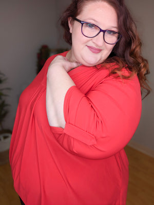 Rowen 3/4 Sleeve Blouse Top w/Pleat (3 colors)