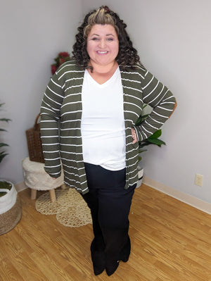 Lulu Striped Cardi w/Elbow Patches