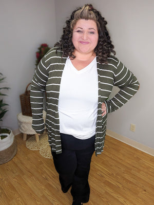 Lulu Striped Cardi w/Elbow Patches