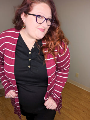 Lulu Striped Cardi w/Elbow Patches