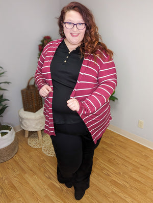 Winnie Waffle Button Front Top in Black