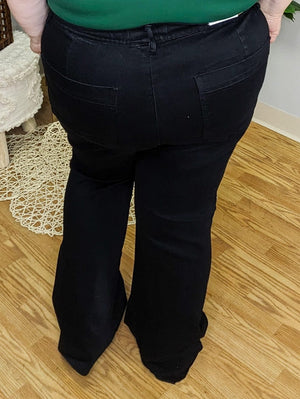 Judy Blue Pull On Black Trouser Flare Jeans