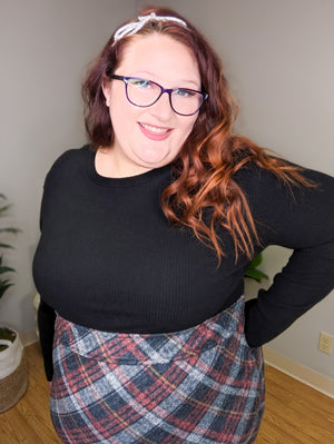 Perla Plaid Bottom Layered Look Dress