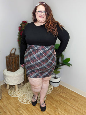 Perla Plaid Bottom Layered Look Dress