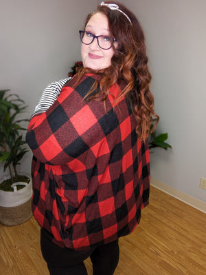 Tasha Buffalo Plaid Cocoon w/Stripe Accent (2 colors)