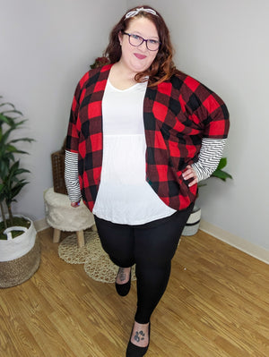 Tasha Buffalo Plaid Cocoon w/Stripe Accent (2 colors)
