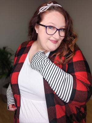 Tasha Buffalo Plaid Cocoon w/Stripe Accent (2 colors)
