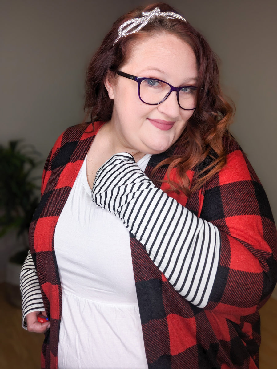 Tasha Buffalo Plaid Cocoon w/Stripe Accent (2 colors)