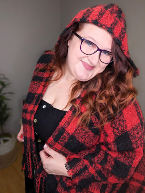 Patsy Plaid Hooded Plush Ruana