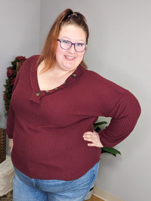 Blythe Brushed Waffle Button Detail Pullover (4colors)