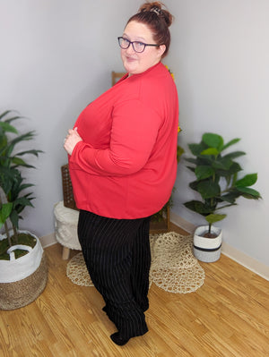 Candy Red Open Front Blazer w/Stretch