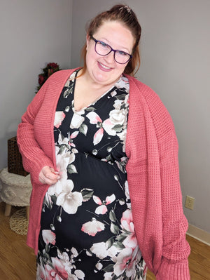 Kassidy Kimono Cut Black Floral Maxi Dress
