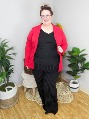 Melissa Black Striped Linen Wide Pants