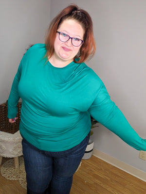 Allison Better Than Basic Kelly Green Dolman Top
