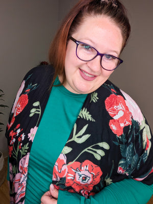 Ruby Red Flower Garden Kimono