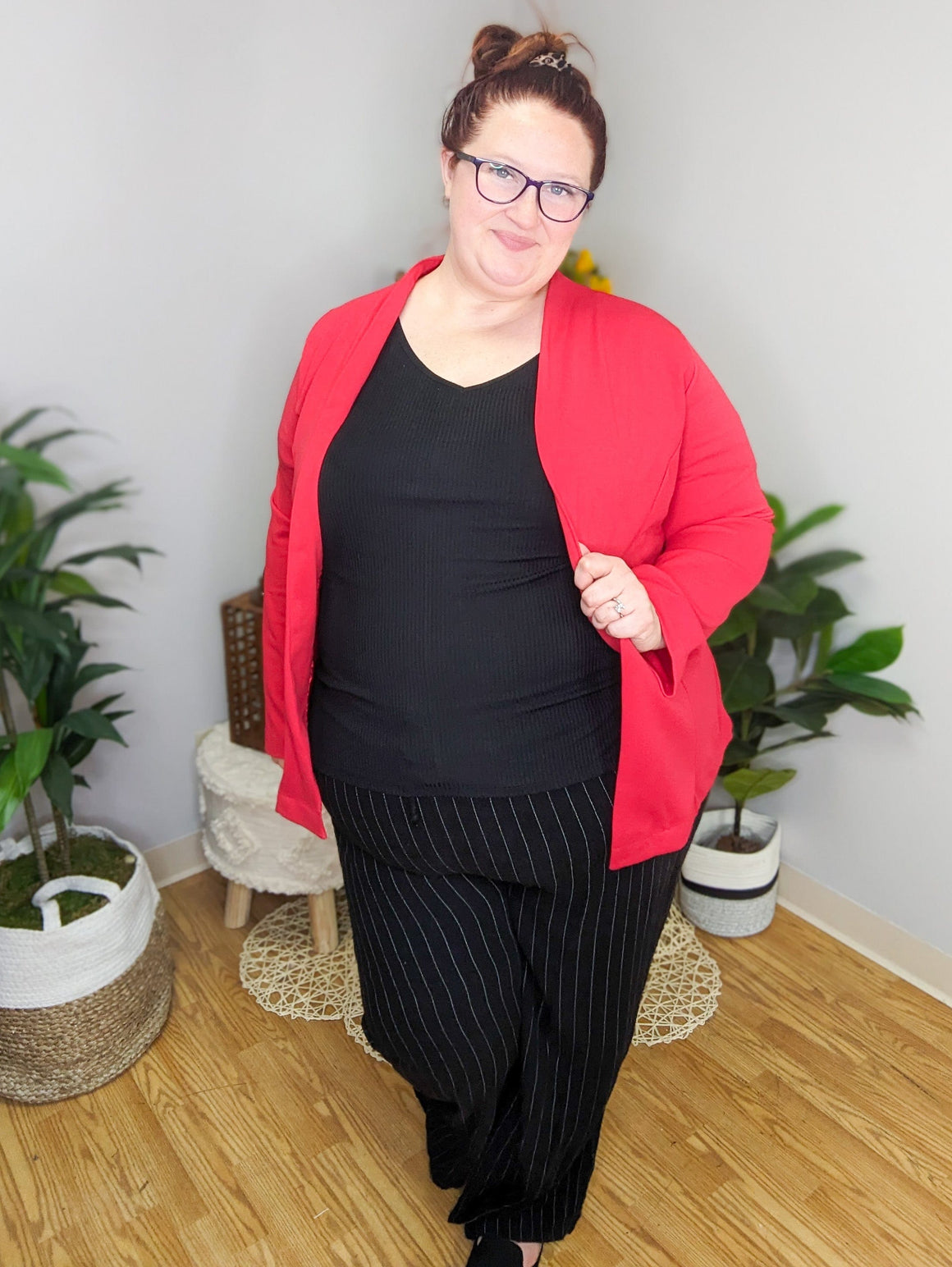 Melissa Black Striped Linen Wide Pants