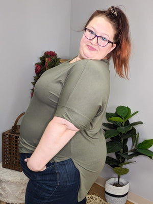 Randee Rolled Sleeve Side Slit Tee (many colors!)