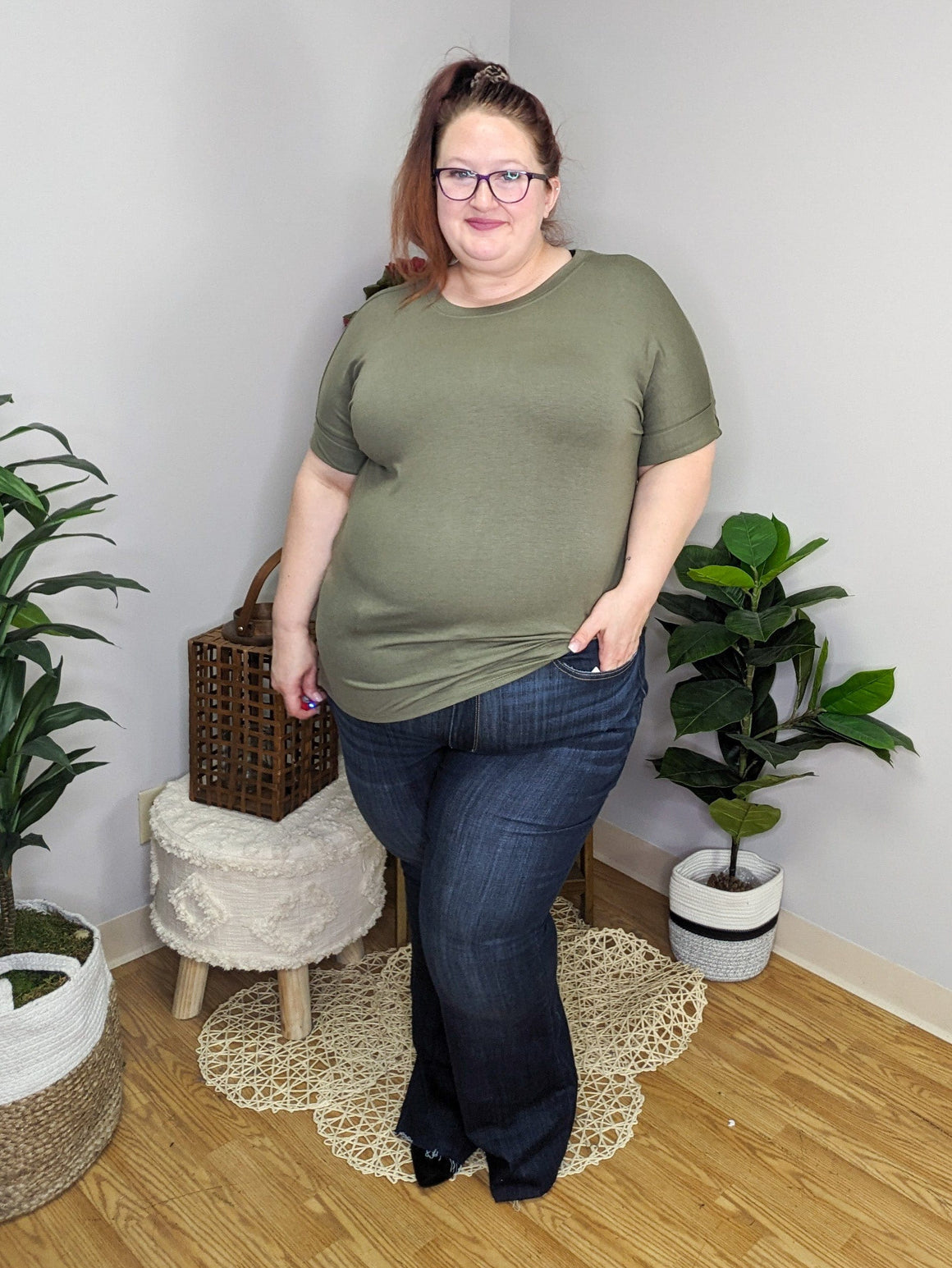 Randee Rolled Sleeve Side Slit Tee (many colors!)