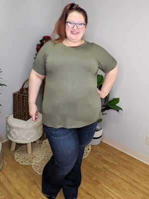 Randee Rolled Sleeve Side Slit Tee (many colors!)
