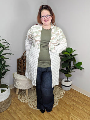 Joleen Camo Stripe Colorblock Cardigan
