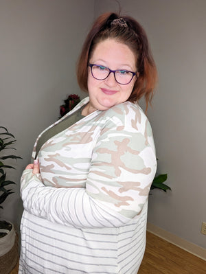 Joleen Camo Stripe Colorblock Cardigan