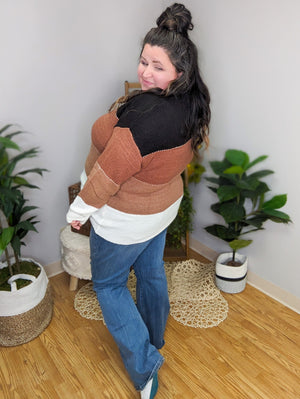 Sia Spiced Fall Colorblock Sweater