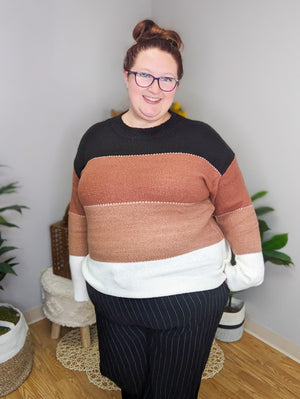 Sia Spiced Fall Colorblock Sweater