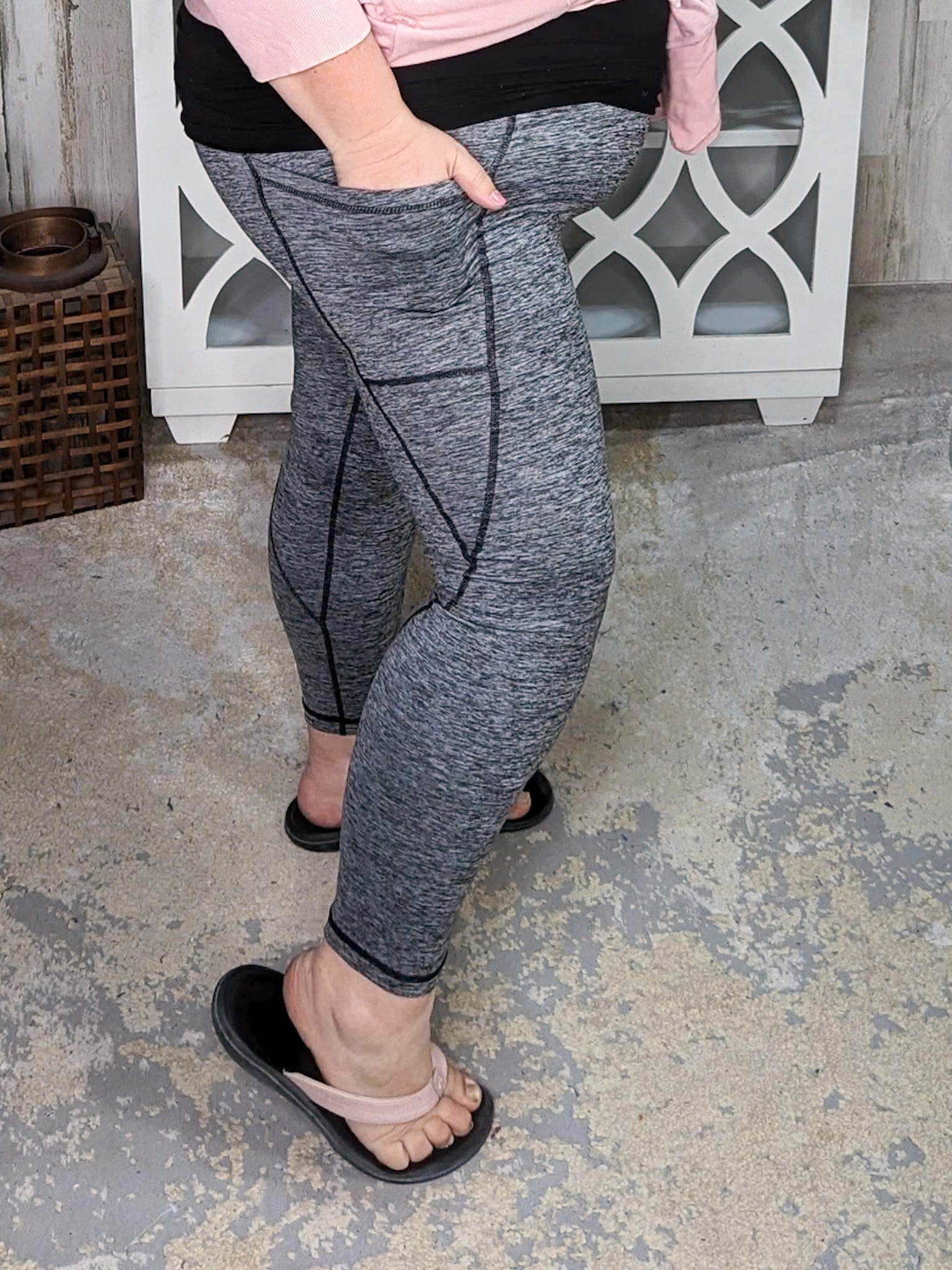 Heathered black leggings deals