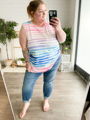 Sunset Stripes Brushed + Breezy Cool Rainbow Tank