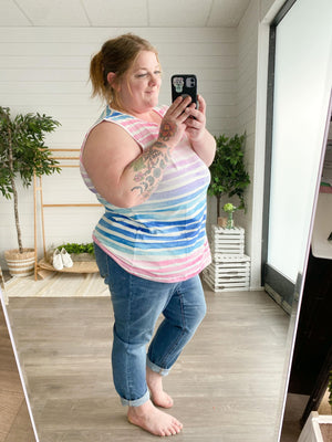 Sunset Stripes Brushed + Breezy Cool Rainbow Tank