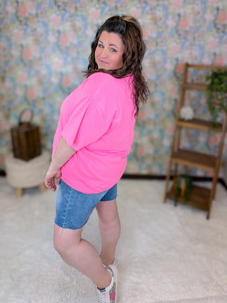 6- Graphic Tops Support Local Farmers Tee on Neon Pink plus size clothing