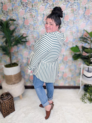 Susan Babydoll Hoodie in Textured Stripes (2 colors)-2- Long Sleeve Tops-BE STAGE-Styled by Stacked - A Plus Size Women's Boutique in Lakeville, MN