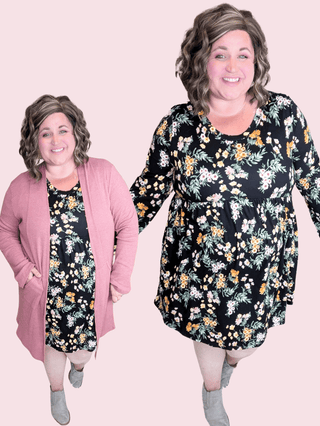 Susanna Babydoll Dress in Black Wildflower-11- Dress/Romp/Jump-HAPTICS-Styled by Stacked - A Plus Size Women's Boutique in Lakeville, MN