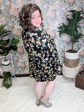 Susanna Babydoll Dress in Black Wildflower-11- Dress/Romp/Jump-HAPTICS-Styled by Stacked - A Plus Size Women's Boutique in Lakeville, MN