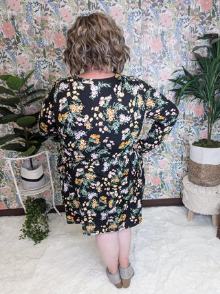 Susanna Babydoll Dress in Black Wildflower-11- Dress/Romp/Jump-HAPTICS-Styled by Stacked - A Plus Size Women's Boutique in Lakeville, MN