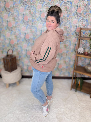 3- Hooded Tops Sutton Ditsy Floral Pullover Hoodie in Toffee plus size clothing