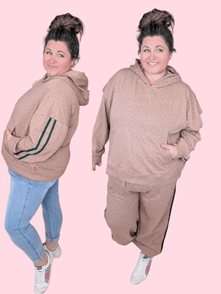 3- Hooded Tops Sutton Ditsy Floral Pullover Hoodie in Toffee plus size clothing