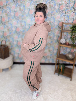 10- Bottoms Non-Denim Sydney Ditsy Floral Joggers in Toffee plus size clothing