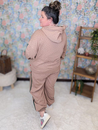 10- Bottoms Non-Denim Sydney Ditsy Floral Joggers in Toffee plus size clothing