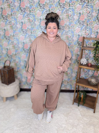 10- Bottoms Non-Denim Sydney Ditsy Floral Joggers in Toffee plus size clothing
