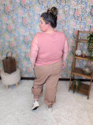 10- Bottoms Non-Denim Sydney Ditsy Floral Joggers in Toffee plus size clothing