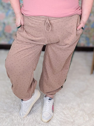 10- Bottoms Non-Denim Sydney Ditsy Floral Joggers in Toffee plus size clothing