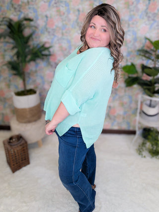 Sylvia Short Sleeve Pocket Sweater in Solids-1- ShortSlv/Slvless Tops-WHITE BIRCH-Styled by Stacked - A Plus Size Women's Boutique in Lakeville, MN