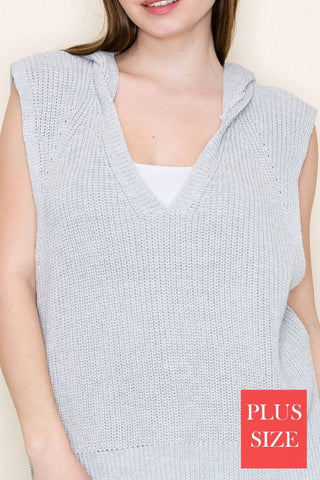 Lara Lightweight Sweater Knit Hooded Vest (2 Colors)-1- ShortSlv/Slvless Tops-WHITE BIRCH-Styled by Stacked - A Plus Size Women's Boutique in Lakeville, MN
